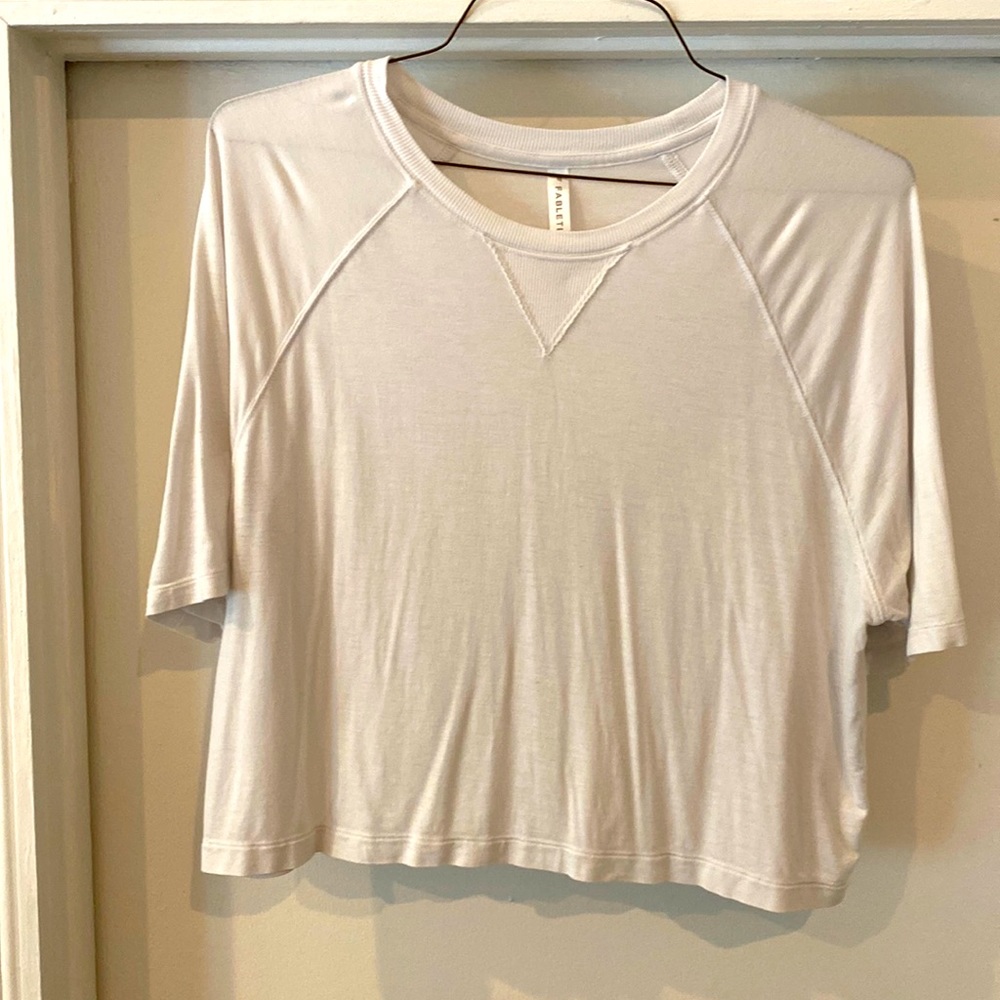 White Fabletics Crop Top Tee